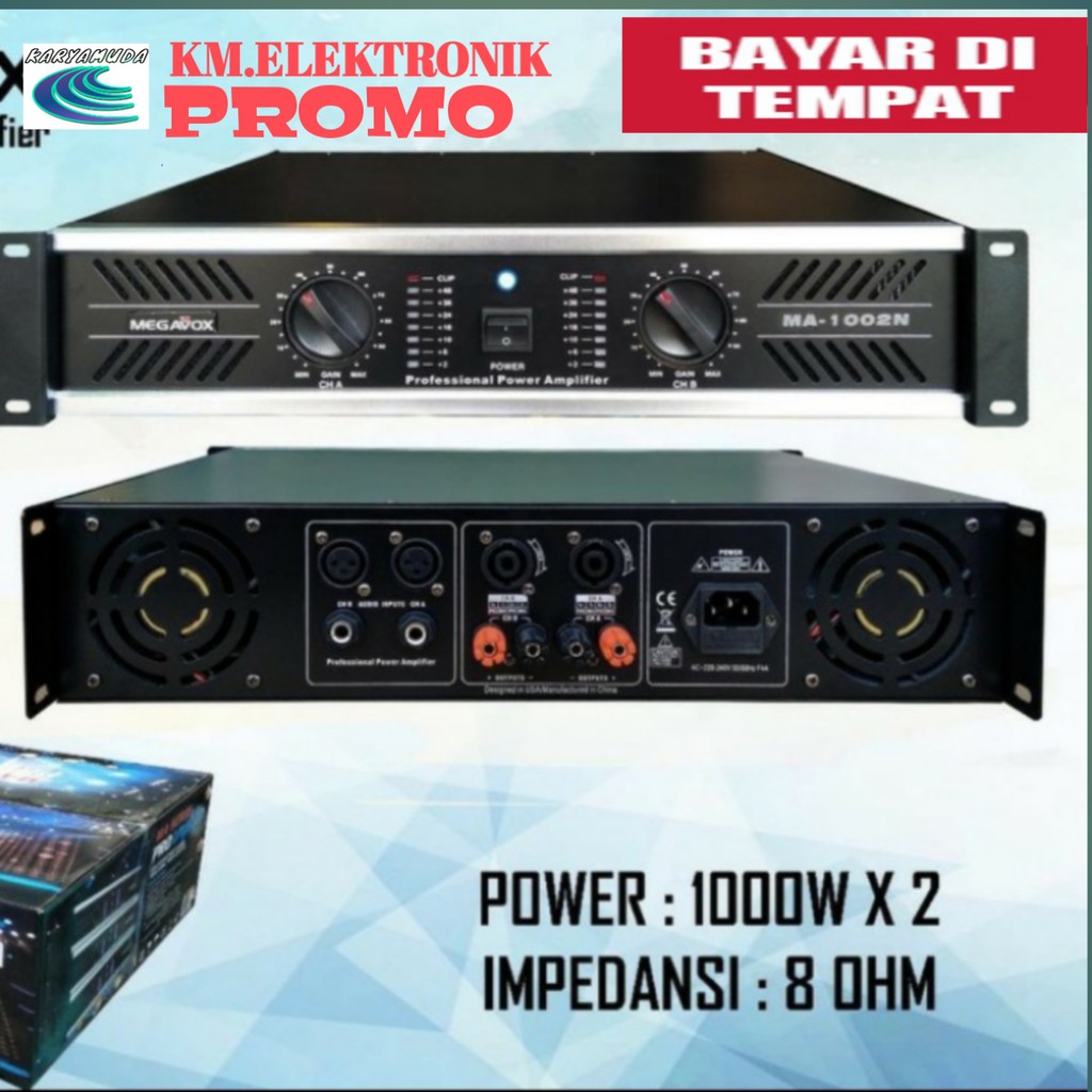 Power Audio Amplifier Megavox MA 1002N original desaigned USA ampli karaoke musik music audio sound