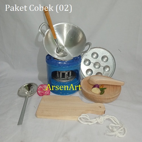 Kitchen Set - Mainan Masak Masakan Anak Perempuan Paket Cobek 02 Real Pict 7 Barang Kompor Minyak Warna Bisa Pilih