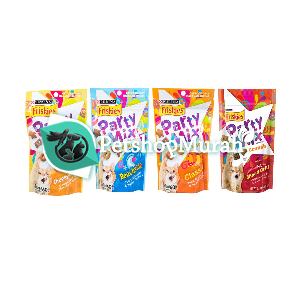 Friskies Party Mix All Varian 60 Gram / Camilan Kucing / Makanan Kucing