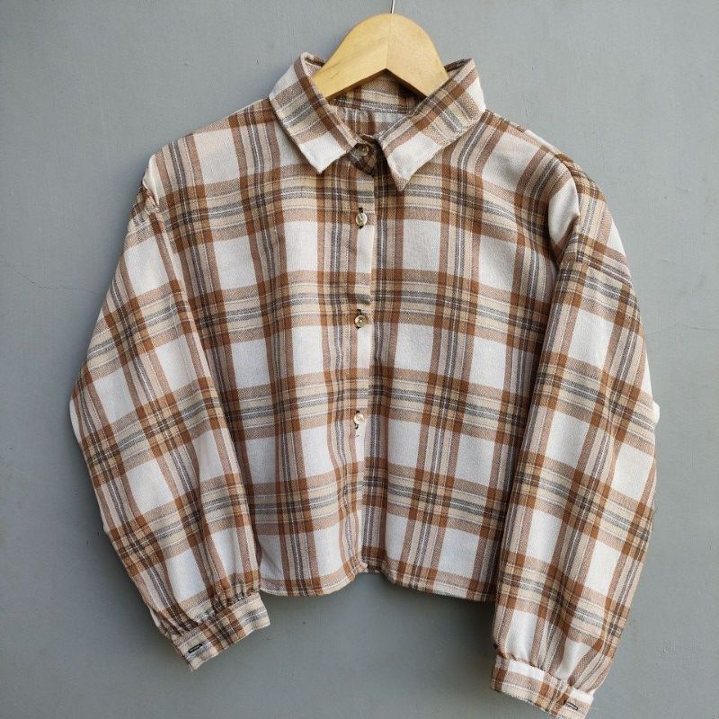 crop top tartan / crop top flanel / kemeja crop wanita-Motif 22