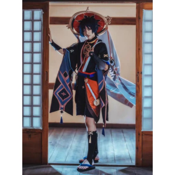 [ RENTAL ] Scaramouche Kunikuzushi Genshin Impact Cosplay Sewa Brand Man Gu Wig Manmei Fullset