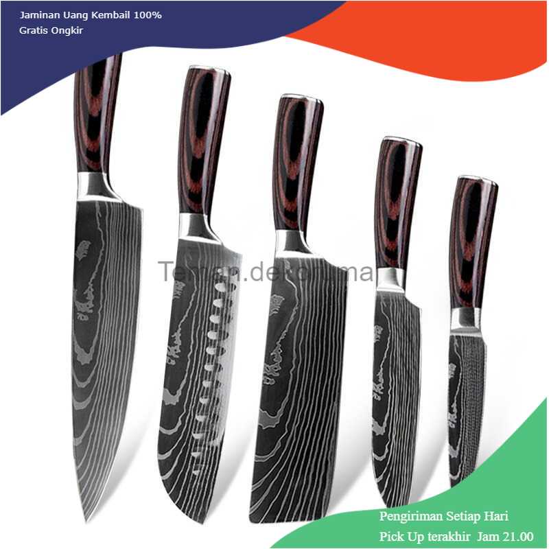 TD-DA1 Xituo Set Pisau Dapur Damascus Pattern Stainless Steel 5 PCS - DL5