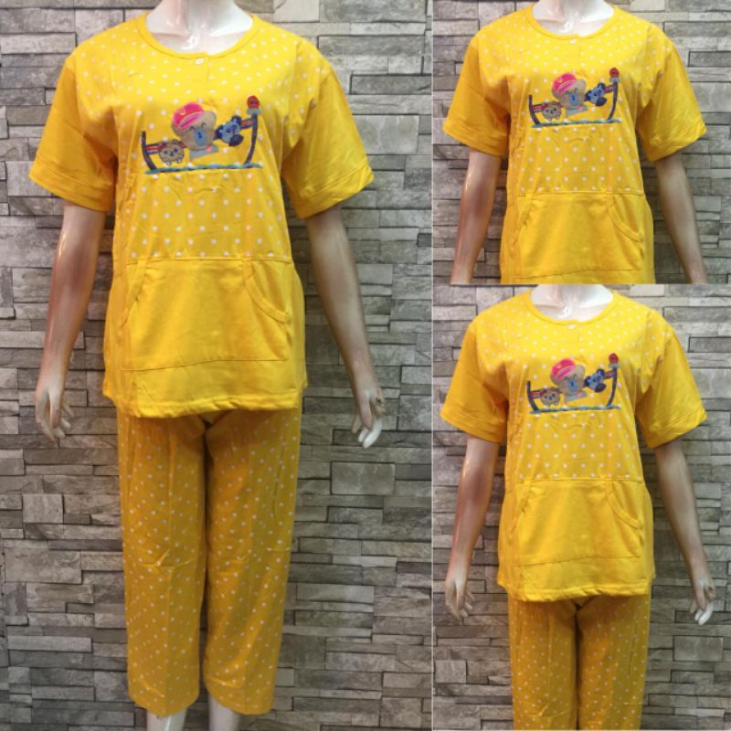 CP SIELIE WARNA | BAJU TIDUR DEWASA| PIYAMA | COD-6048 Kuning