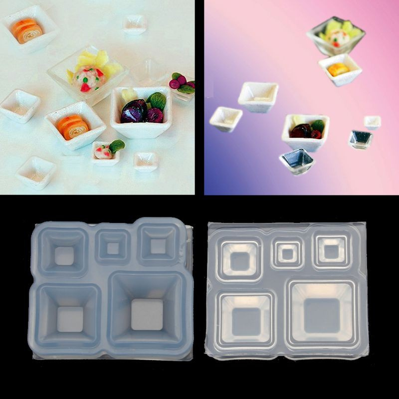 Glitter Mini Square Bowl Resin Mold Silicone Resin Casting Art Craft Jewelry Making Tool