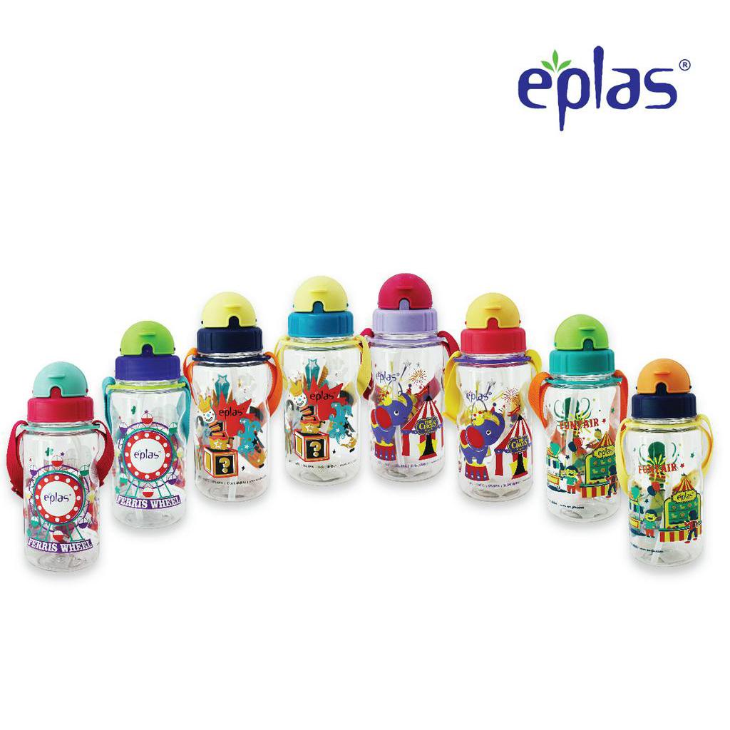 EPLAS Kids Water Bottle With Straw & Strip (500ml), Water Tumbler Botol Air BPA Free Tritan EGB-500