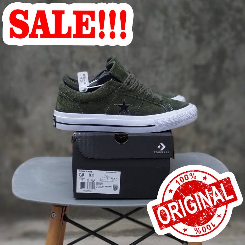 SEPATU CONVERSE ONE STAR FIELD SURPLUS GREEN WHITE ORIGINAL 40-44