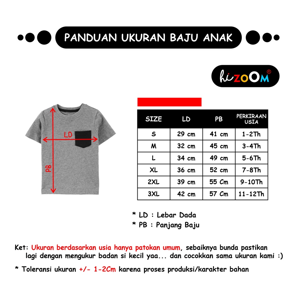 hizoom Baju Kaos Distro Oblong Anak Laki Laki Usia 1-12 Tahun Bahan Katun