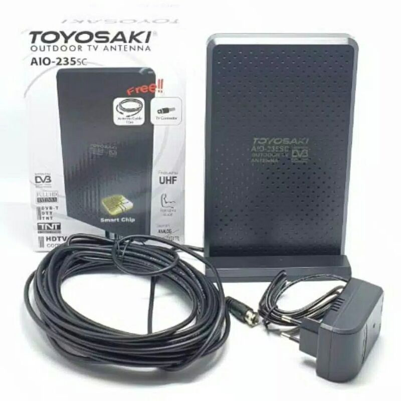 Toyosaki Antena Tv Indoor / Outdoor Digital / Analog AIO 235-SC Free Kabel 10 Meter