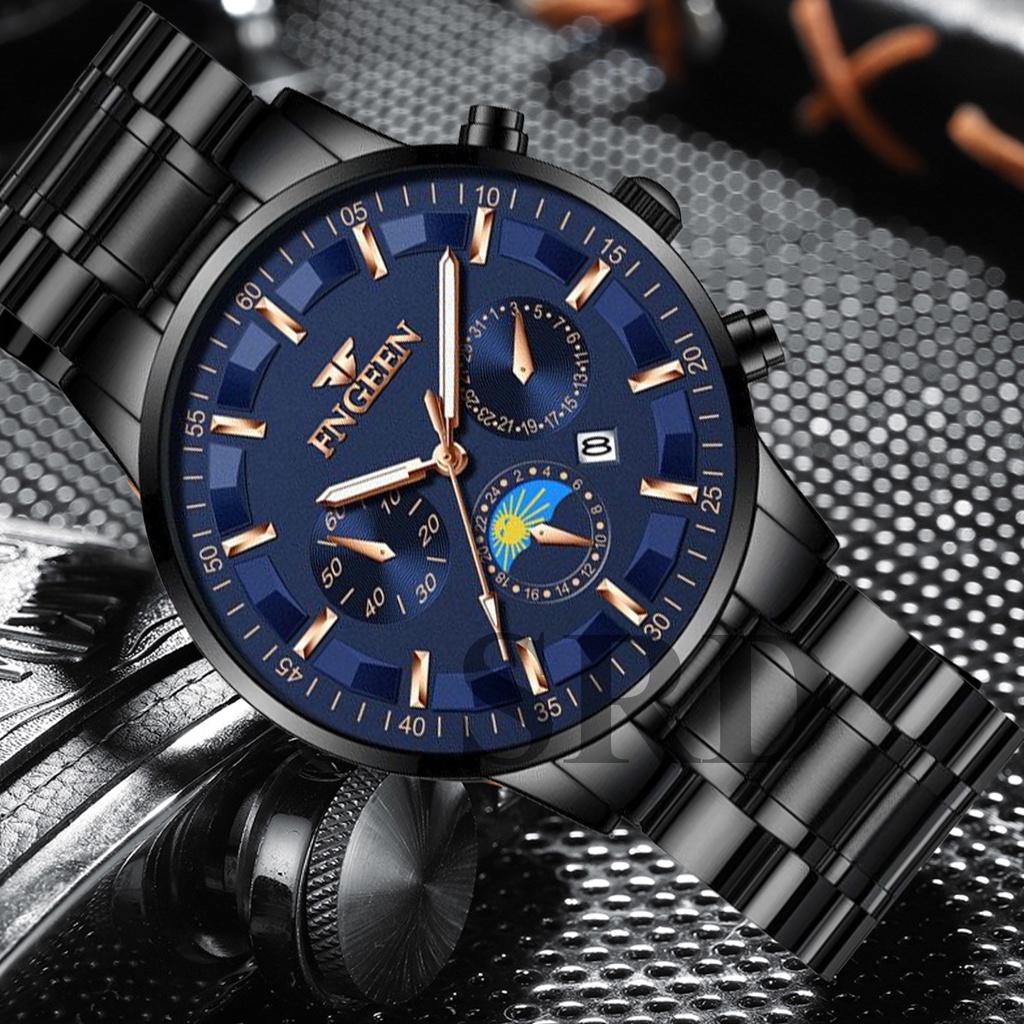 COD✅ Jam Tangan Pria Bisnis New Model Terbaru Cross-Border Quartz Analog Stainless Steel Band Luminous Display Nyala Tempat Gelap HOT Kalender Date Kuarsa Watch Waterproof Anti Air Kaca Hardlex Glass Tebal Anti Gores Fashion Trendi - JF2