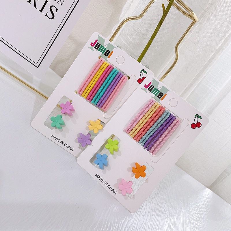 [16pcs] Ikat Rambut Set + Jedai Doff Mini Karet Rambut Jepit Rambut Set Warna Pastel Hair Ties Matte Hair Claw Clip