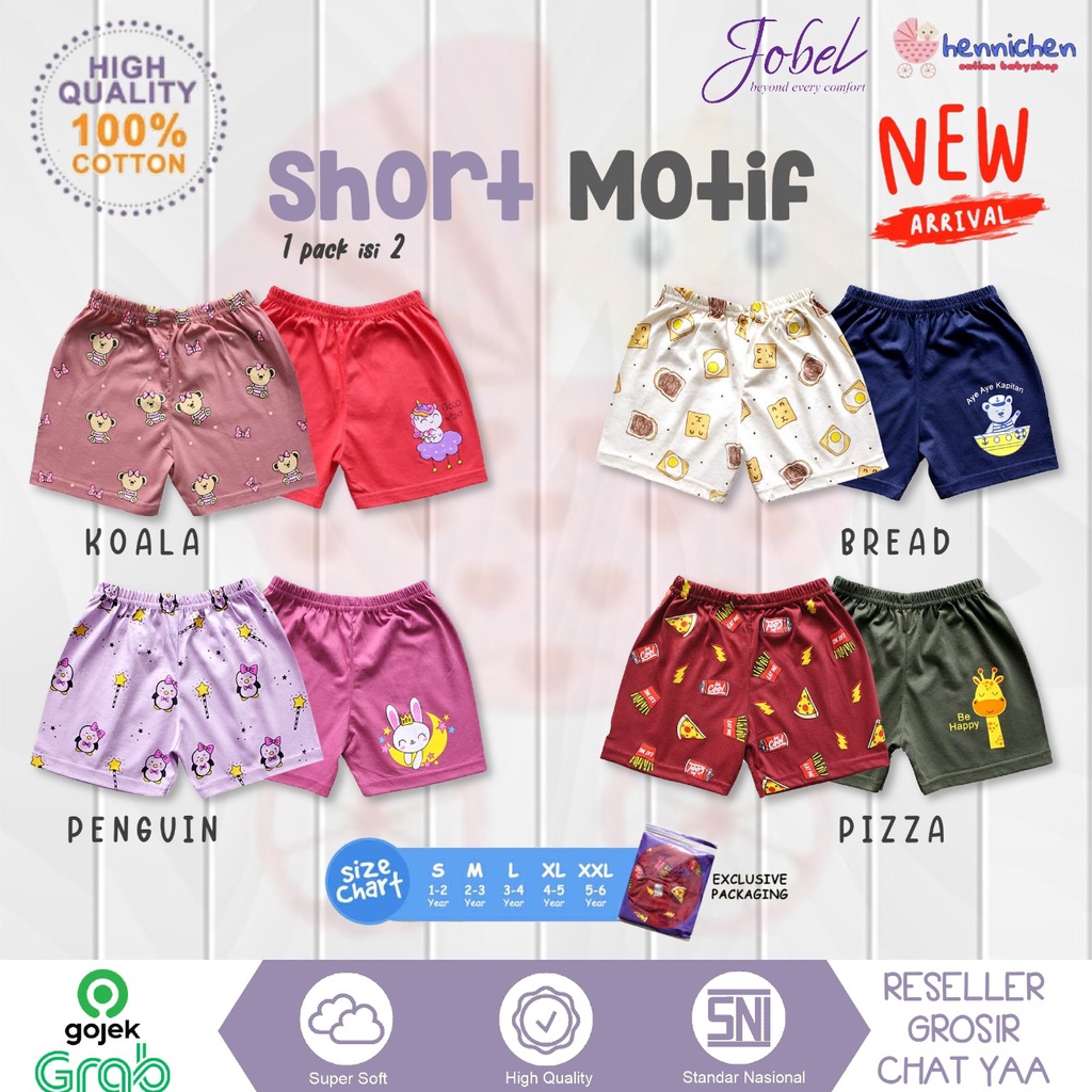 2 PCS JOBEL SHORT UNISEX MOTIF EDITION BEACH EDITION CELANA ANAK CELANA PENDEK ANAK MURAH ADEM NYAMAN