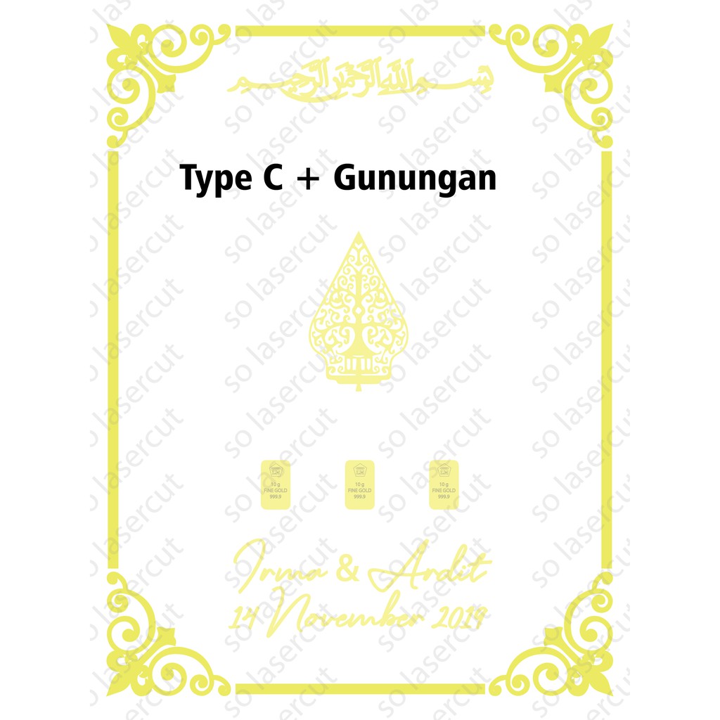 [Sudah Termasuk Frame] PO Dekorasi Cetak Akrilik Emas frame mahar 30 x 40 - Rose Gold