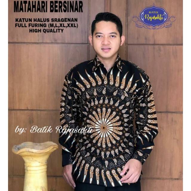 Kemeja Batik Lengan Panjang Motif Matahari Batik Lapis Furing Terbaru