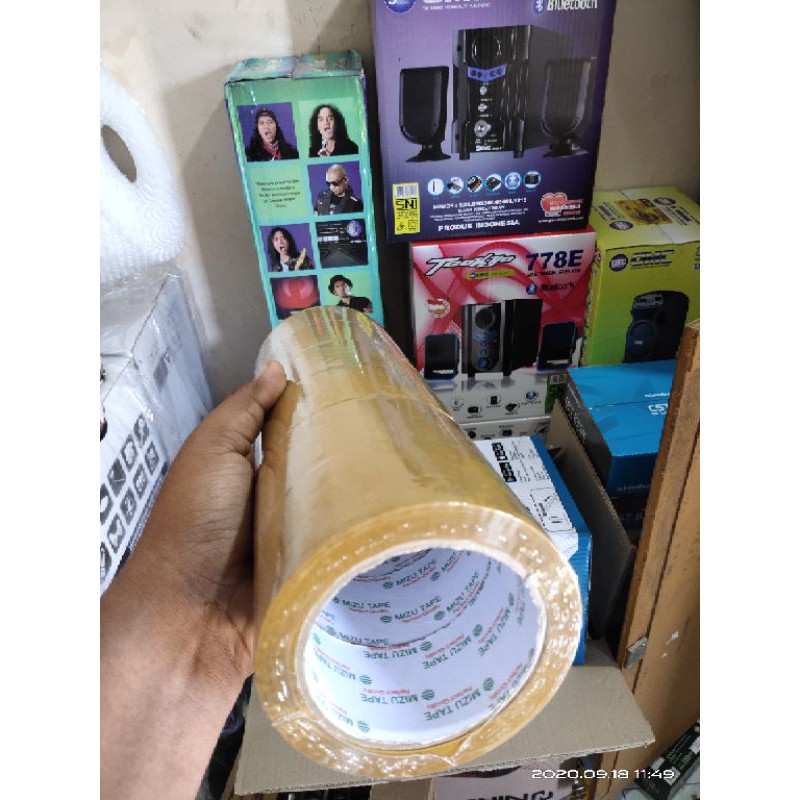LAKBAN BENING DAN COKLAT TEBAL 48 MM MERK MIZU TAPE-1