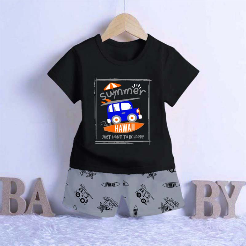 ODOM SETELAN BAJU ANAK BAYI / SET BAJU BAYI LAKI LAKI UMUR 1-4 TAHUN-SUMMER HAWAII