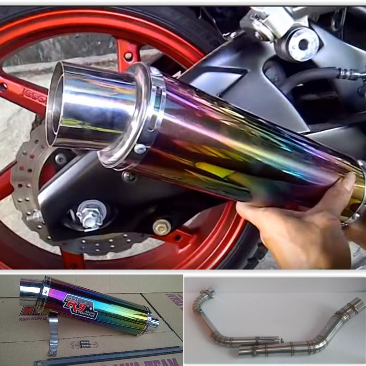 Costum Knalpot Racing CBR150 R9 Mugelo Rainbow Full Syistem