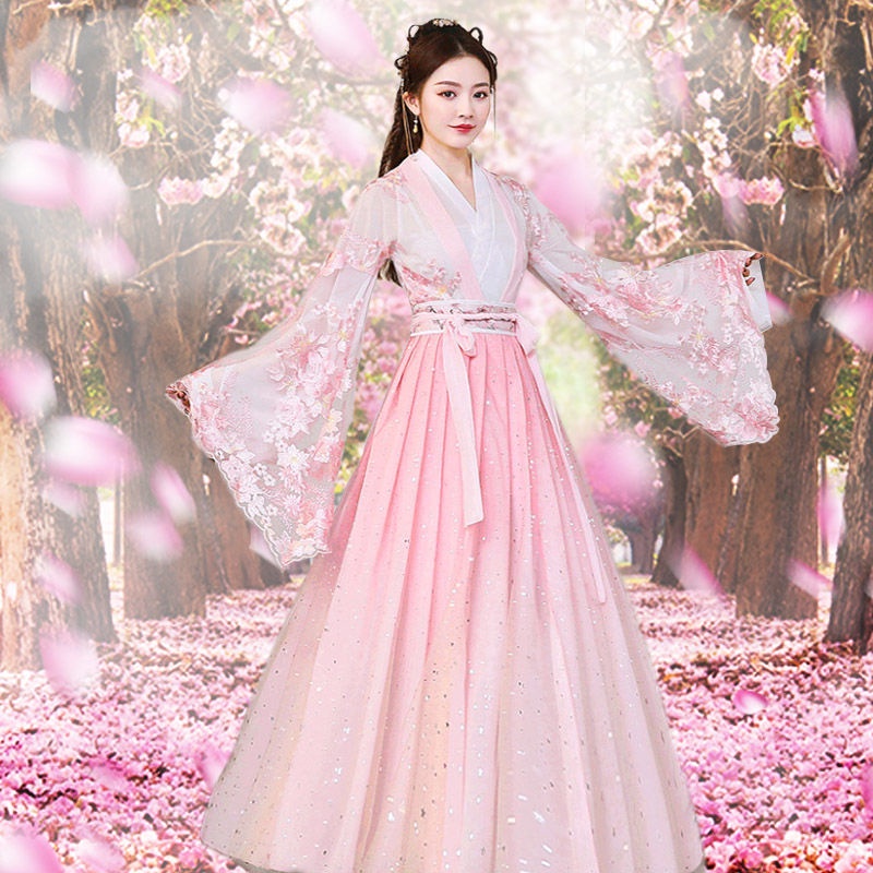 Ancient Costume clothes female student junior high school student waist Hanfu fairy dress mesh Chine