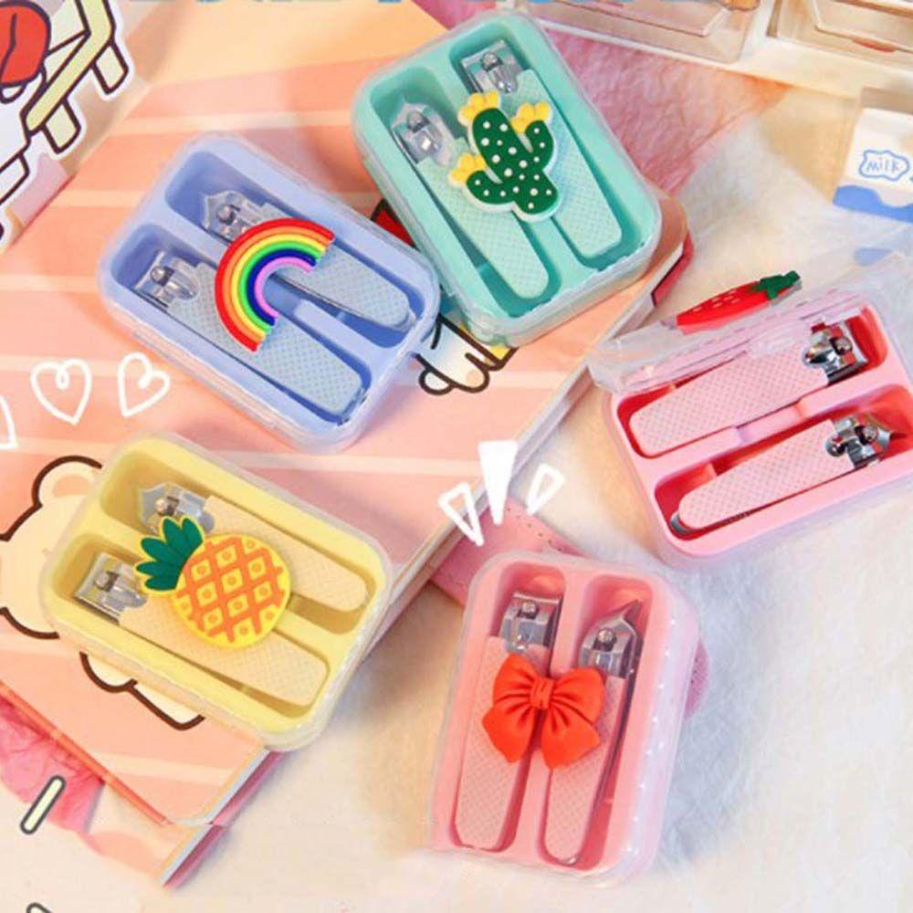 AUGUSTINA Gunting Kuku Kartun Agustina 2pcs /set Alat Pedicure Profesional Trimmer Beauty Manicure Tool Pemotong Kuku Plastik