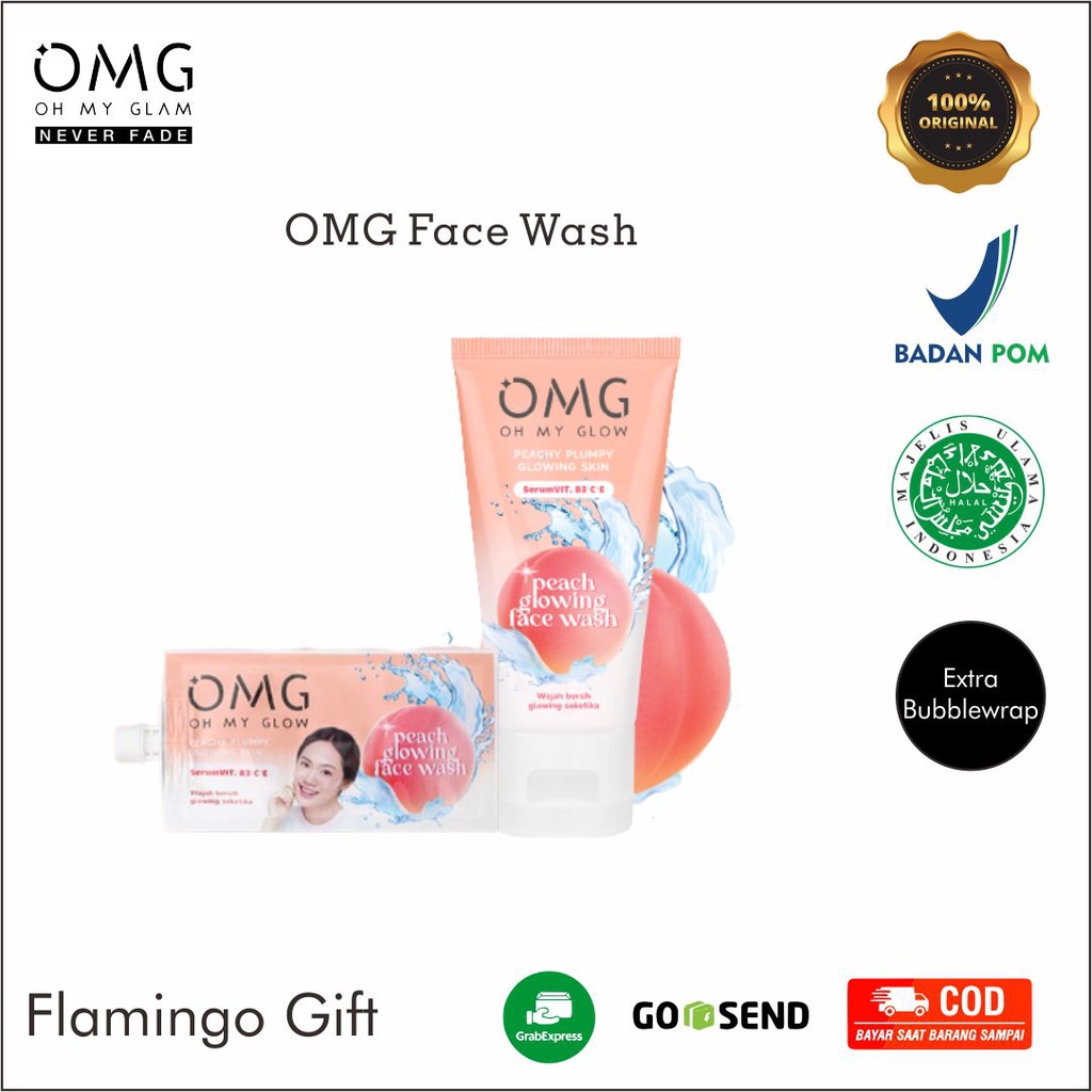 BPOM OMG OH MY GLOW Peach Glowing Face Wash 50 g &amp; 9 g