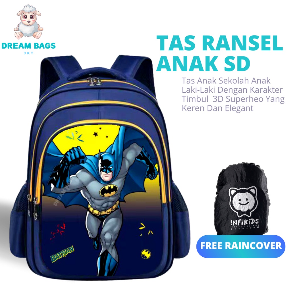 Tas Sekolah Karakter Superhero DB 6123 Size SD Tas Anak Import