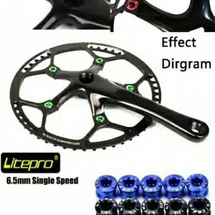 Baut Chainring Litepro 5 Pcs untuk sepeda Bahan Alloy