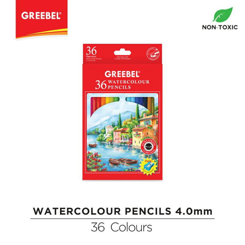 PENSIL WARNA / WARNA CERAH / BAHAN KUAT GREEBEL / GREEBEL 6736 WATER COLOUR PENCIL LEAD 3,7