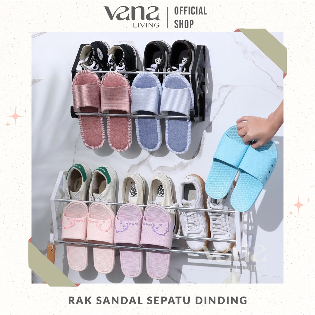 Vana Rak Sandal dan Sepatu Gantung Susun Shoe Rack Organizer Besi Plastik Minimalis Holder Panci Dapur Dinding Belakang Pintu Minimalis Kuat