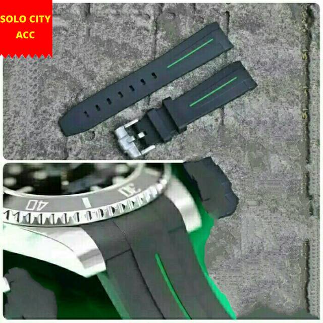 TALI JAM TANGAN ROLEX SUBMARINER RUBBER B STRAP JAM TANGAN KARET