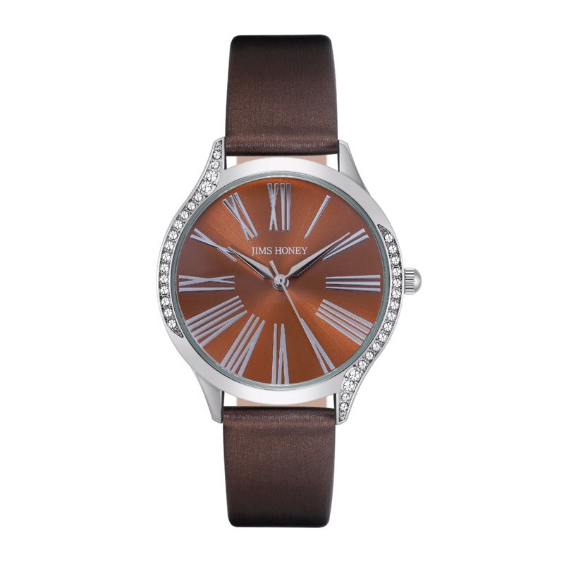 Jam Tangan Wanita Promo Jimshoney 8125 8125plus Watch Analog Jims Honey Sale Jam Murah bahan Kulit-Brown