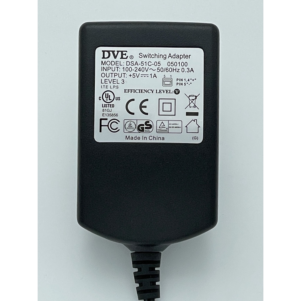 SWITCHING POWER ADAPTOR DVE ORIGINAL 5V 1A adaptor JACK MINI USB MUSIK BOX MP3 MP4 player