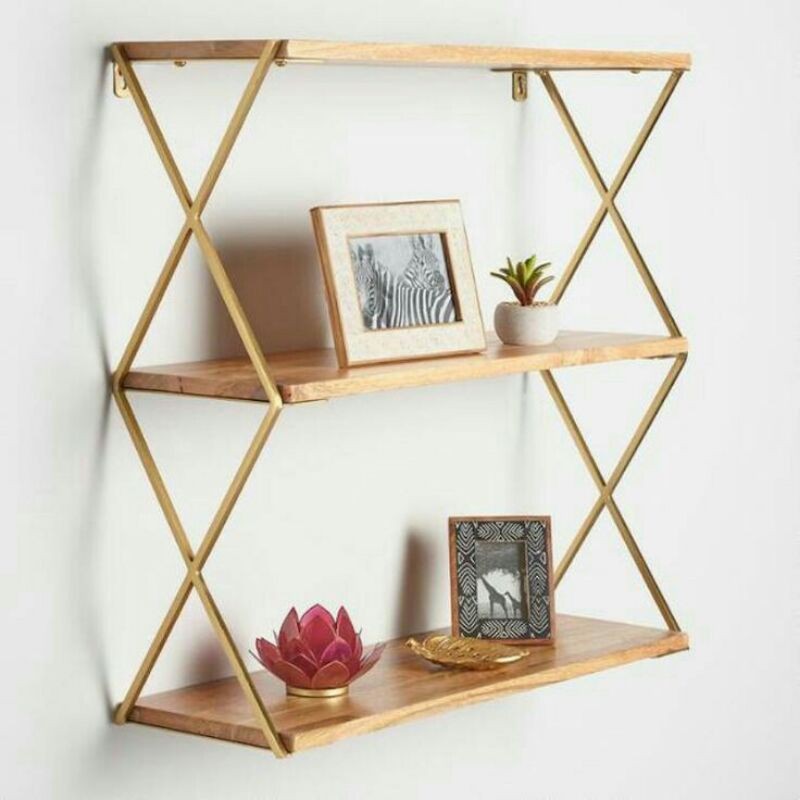 Rak bunga besi dinding - Rak bunga besi 2 susun - Rak dinding minimalis