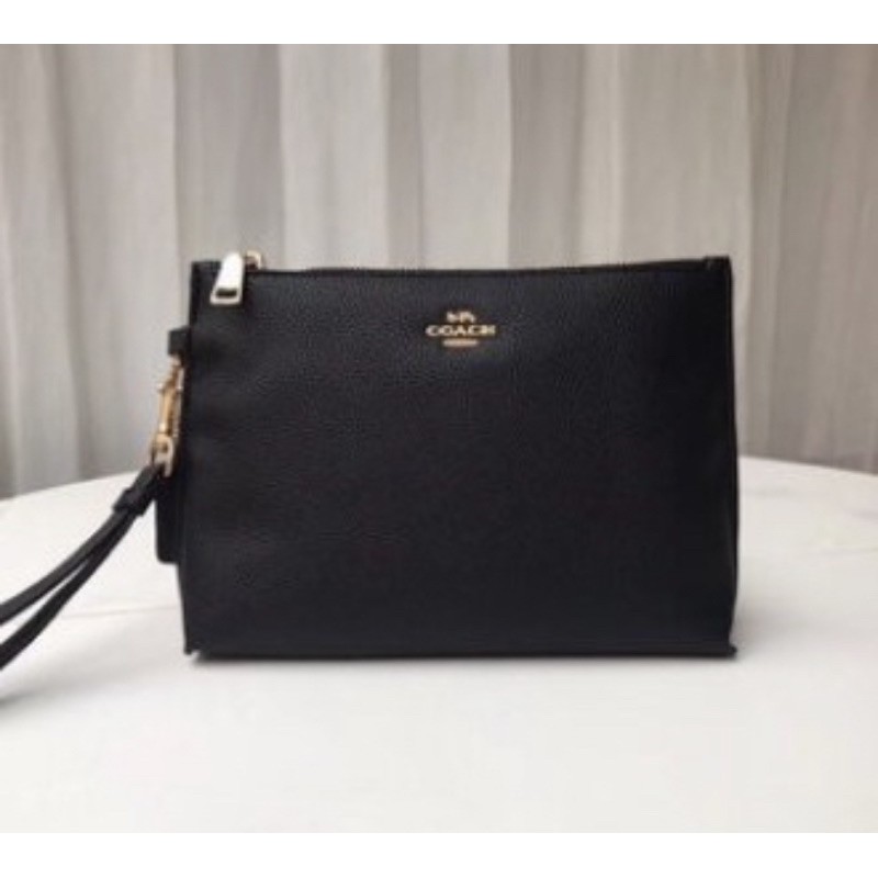 [READY STOCK] CLUTCH BAG WOMAN COACH BLACK LEATHER (72394)