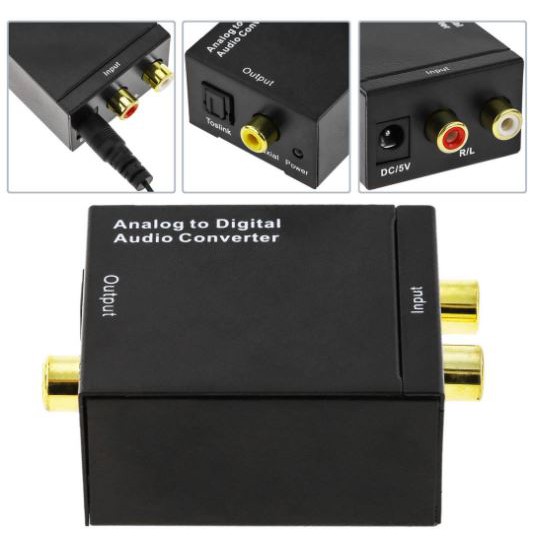 Analog to digital audio adapter converter with cable fiber optic audio 1.5m - rca audio to coaxial toslink