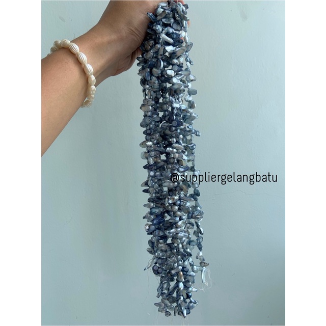 kerikil KERANG KESHI BLUE tetes OVAL fresh water shell BAROK biru