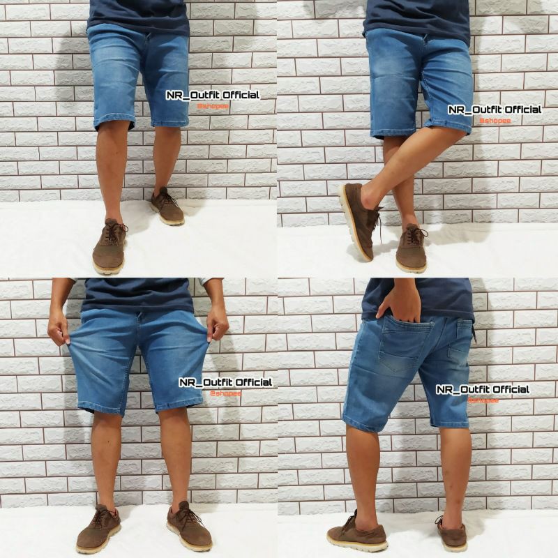 Jeans Pendek Cowok Stretch Distro Celana Keren Pria Slim Fit Size 27-38 NR_Outfit Official COD