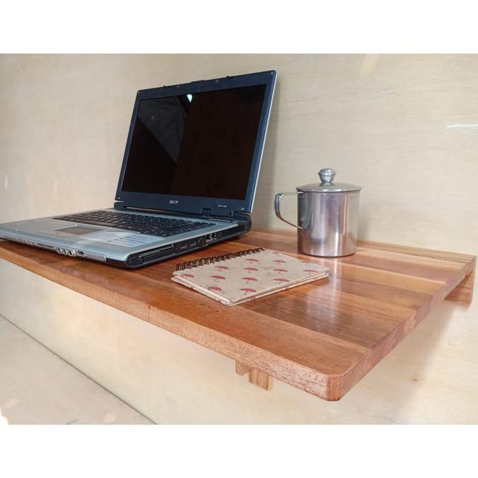 Meja Lipat Dinding Kayu Solid Untuk Laptop,Kerja Dan Belajar - 70 X 40 X 28Cm Deanayolistore