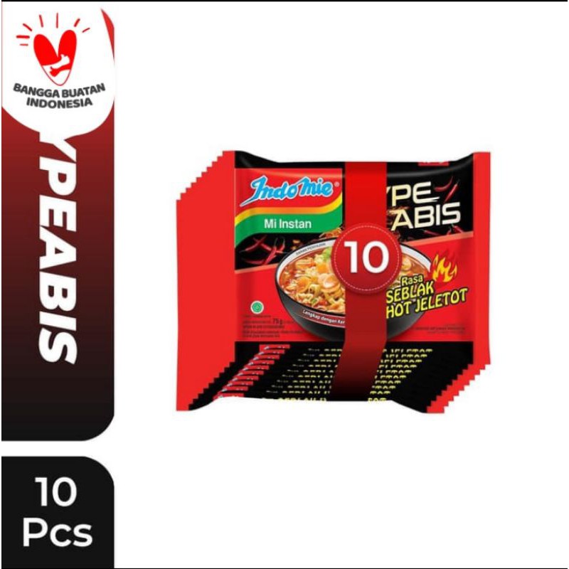 

10 pcs INDOMIE HYPEABIS RASA SEBLAK HOT JELETOT