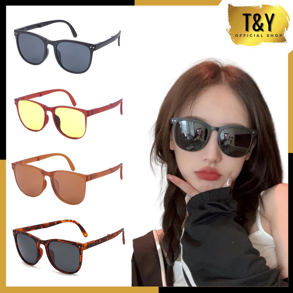 T&amp;Y Kacamata Hitam Wanita Lipat Korea Fashion 6680 Kaca Mata Gaya Pantai Terbaru Bisa di LIPAT Sunglasses Anti UV Wanita Pria  Kacamata