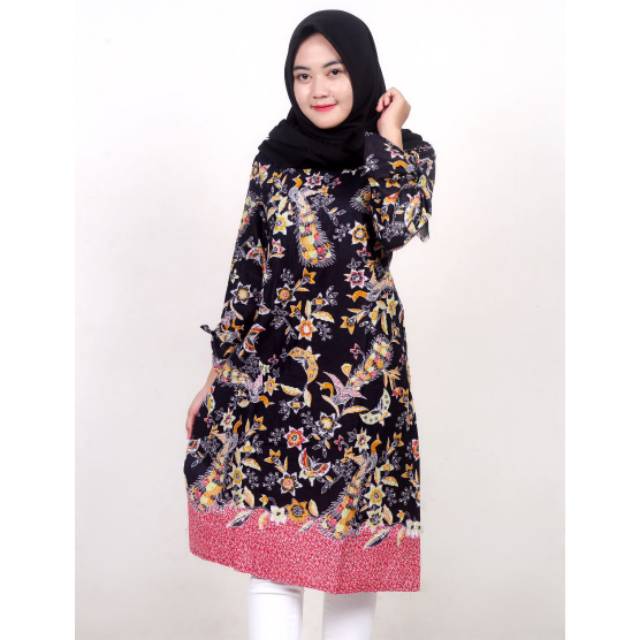 Tunik dress batik seragam kantor baju muslim