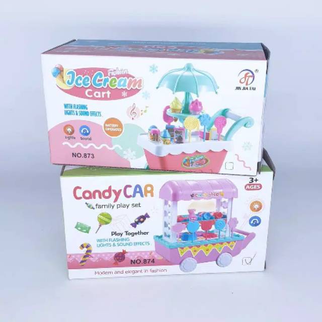 MOMBABY1 Kado Mainan Anak Perempuan Mini Ice Cream Cart atau Mini Sweet Cart