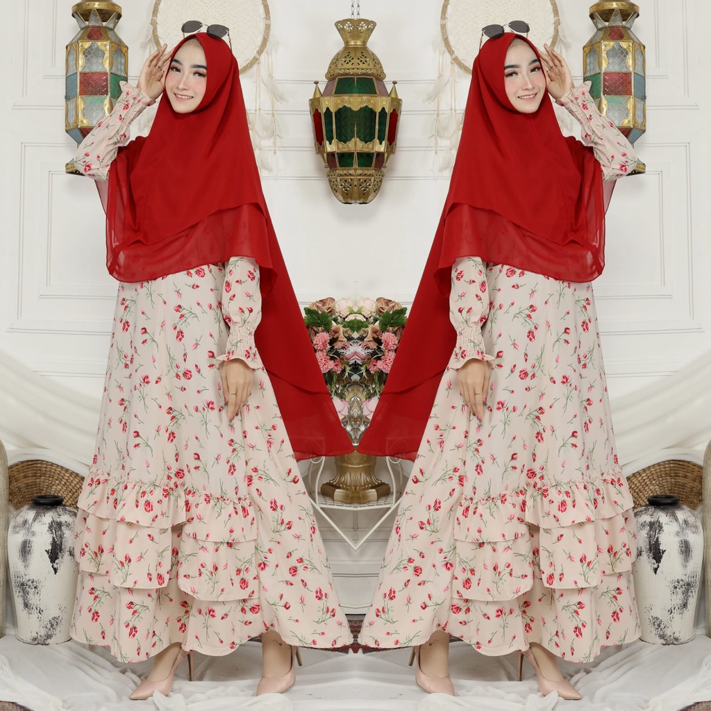 Vanessa gamis set khimar (X7R6) Jubah Turkey Terbaru 2023 Gamis Lebaran Busui Friendly Original Maxy