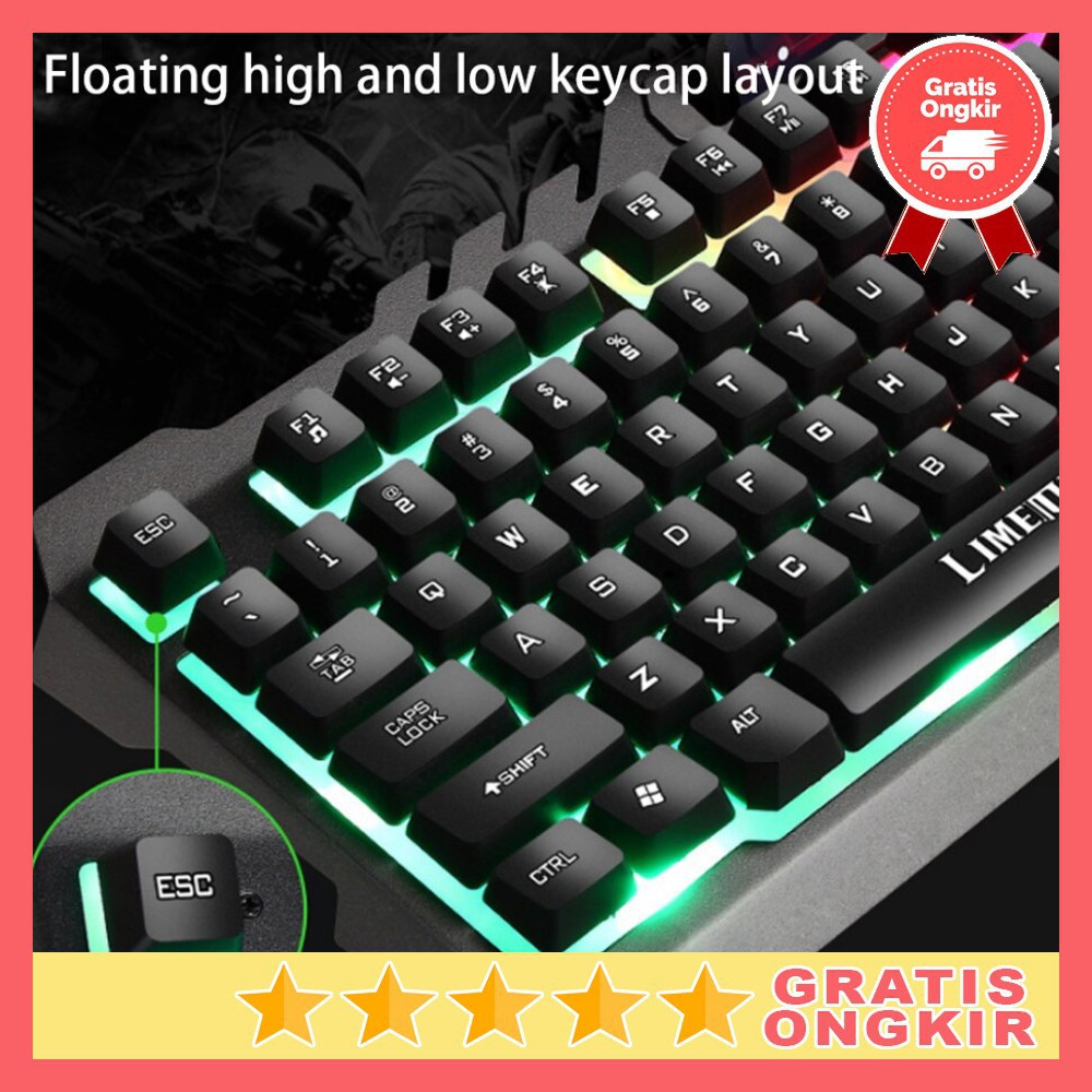 Grab Medan Combo Keyboard Gaming RGB with Mouse + Holder Smartphone HXB T21 Game Gamming