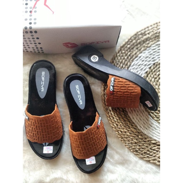 Sandal wanita terbaru /slop wedges sofia/ rajut kekinian nevada cewek