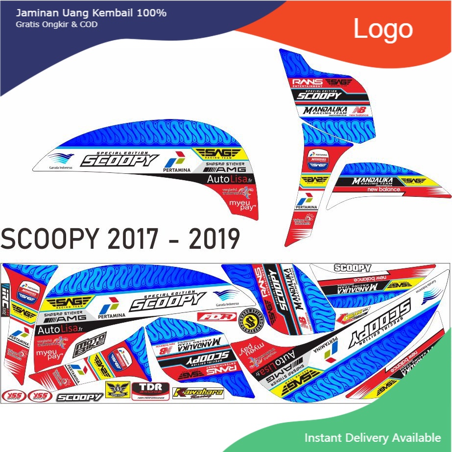 SHOSRO STIKER STRIPING LIST MOTOR SCOOPY FI DONAT VARIASI MANDALIKA MOTIF / STRIPING HONDA SCOOPY 20