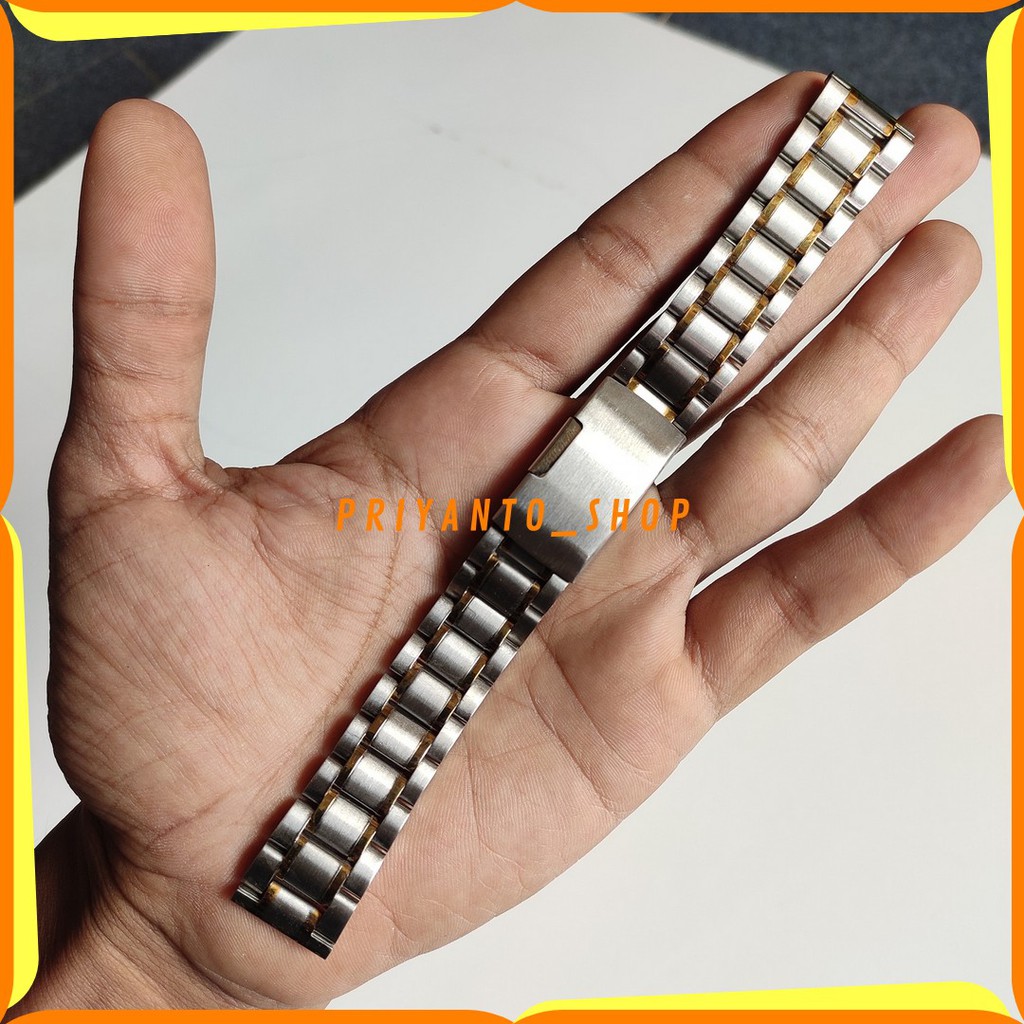 TALI STRAP RANTAI JAM TANGAN STAINLES STEEL SOLID 18MM KOMBINASI BAGUS