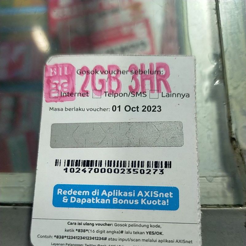 Voucher Axis 2gb (3hari)