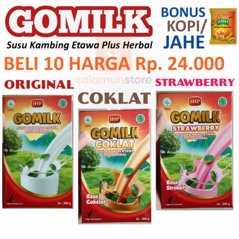 

Gomilk Susu Kambing Etawa Plus Herbal BONUS JAHE AMH Goat Milk Segala Usia asli Original Grosir dan Eceran