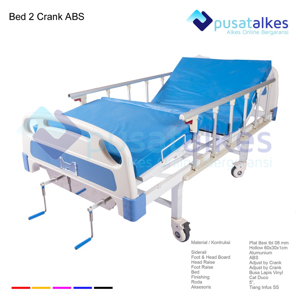 Bed Nyaman Tempat Tidur Pasien Ranjang Rumah Sakit 2 Crank ABS