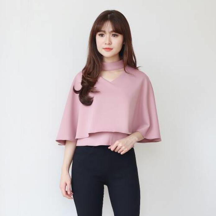 Baju Atasan Wanita Murah/Atasan Korea Import - Venus Blouse - Navy, M Best Quality