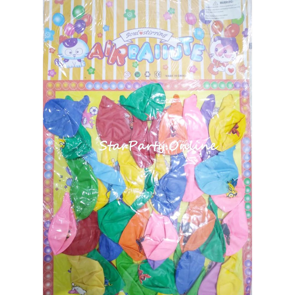 Balon Papan Karakter Mix 12inch Isi 40pcs /Balon Anak /Balon Display